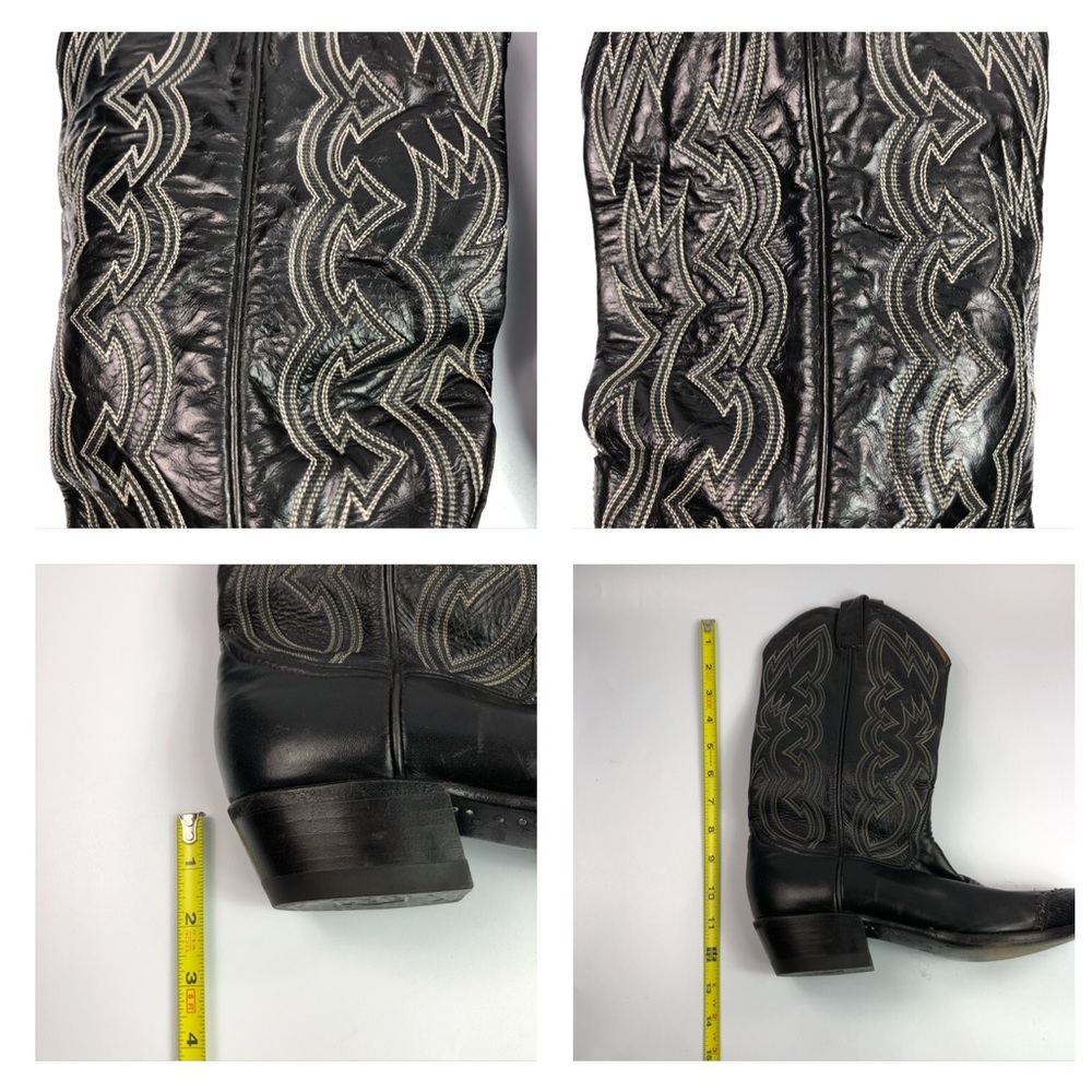 Tony Lama Black Leather Boots Men Size 8.5 D - Picture 5 of 8